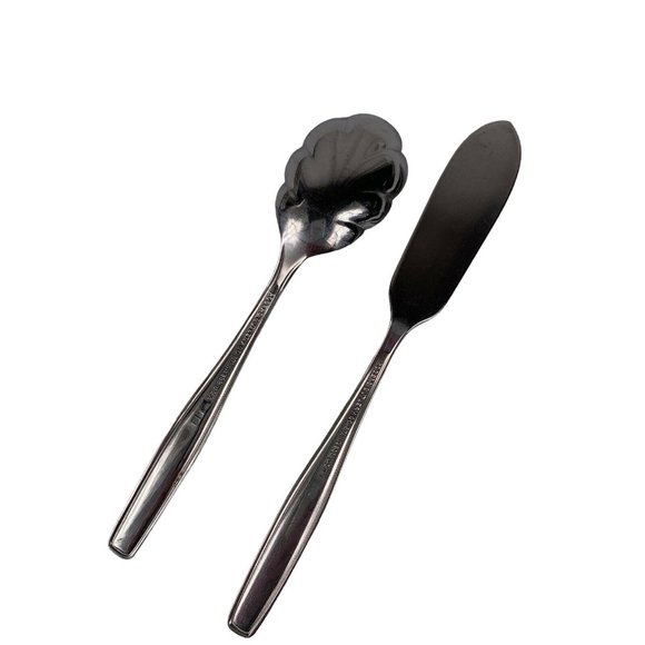 Rogers IS Stainless INS185 Sugar Shell Spoon & Flat Handle Master Butter Knife - Picture 6 of 8